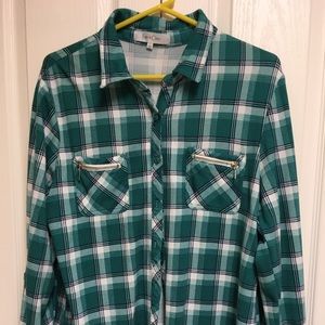 Eden & Olivia green multi colored flannel